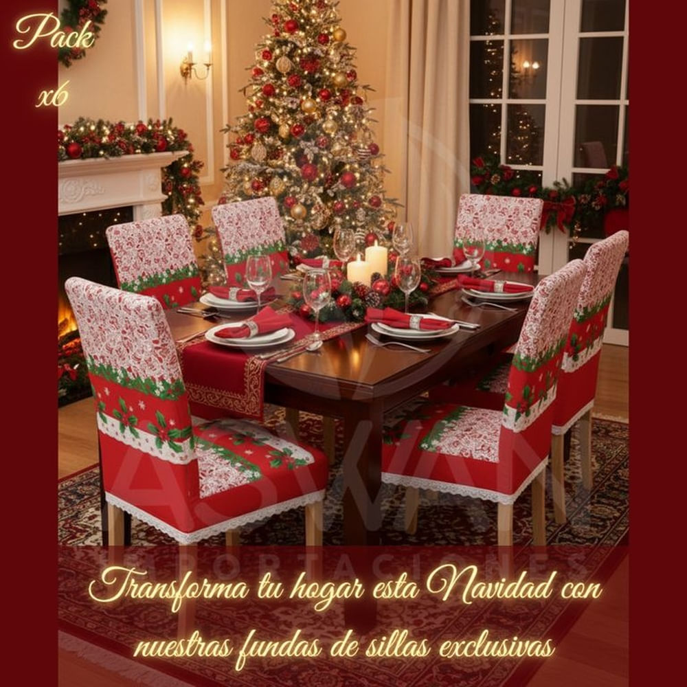 Pack x6 Fundas de Sillas Navideñas
