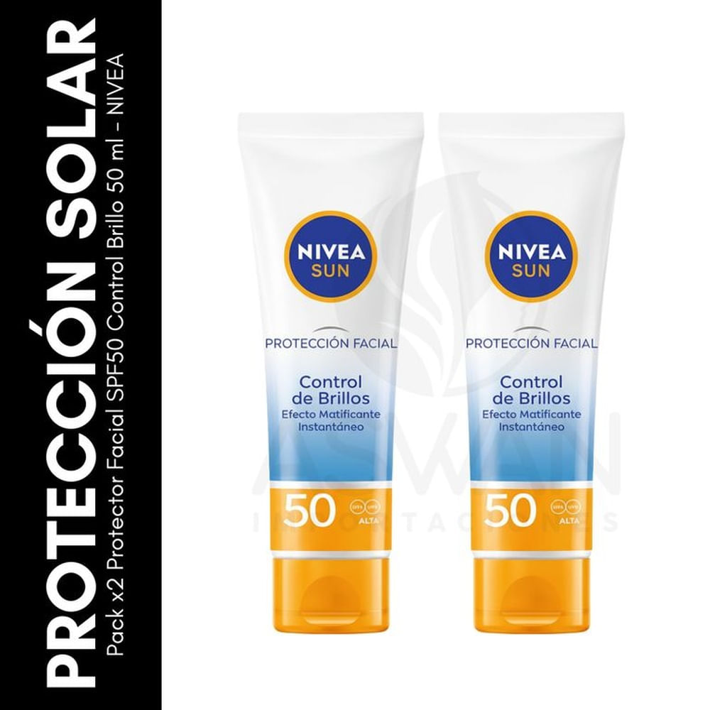 Pack x2 Protector Facial SPF50 Control Brillo 50 ml - NIVEA
