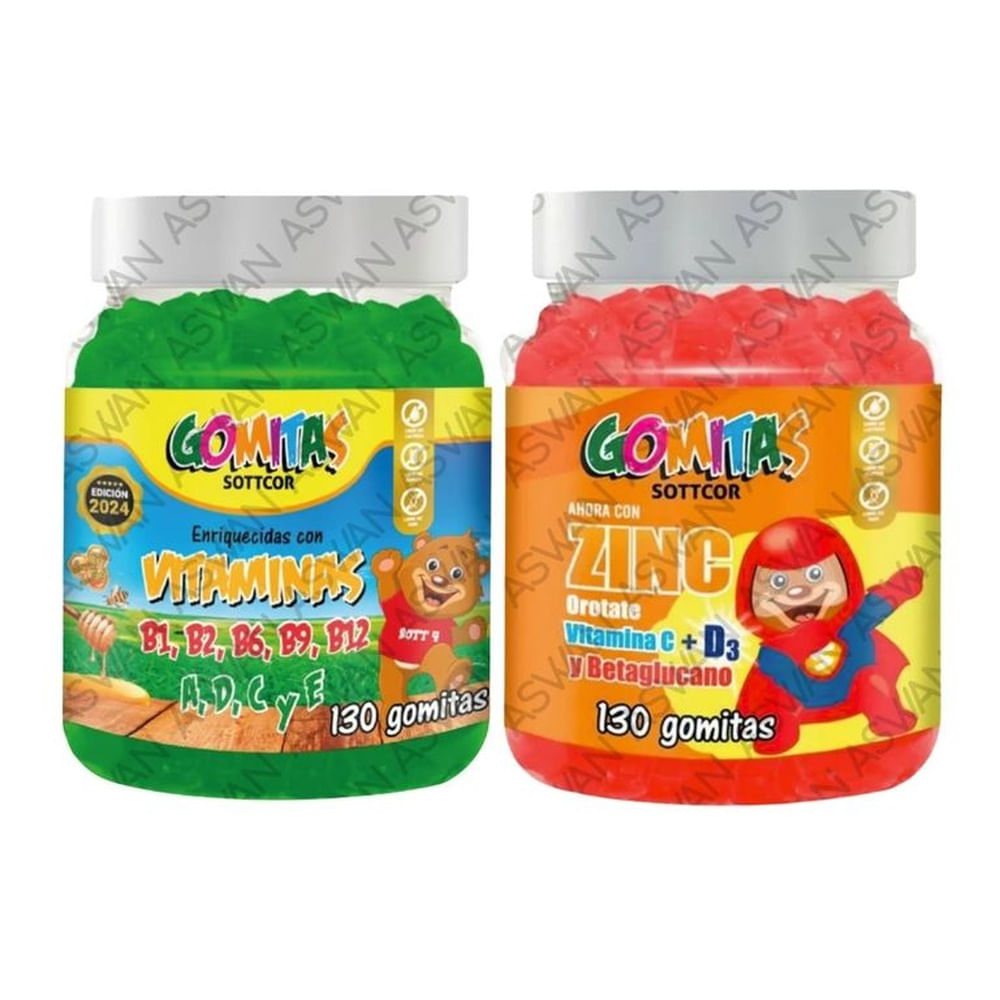 PACK NIÑOS DE MULTIVITAMINAS & ZINC OROTATE 130 GOMITAS - SOTTCOR
