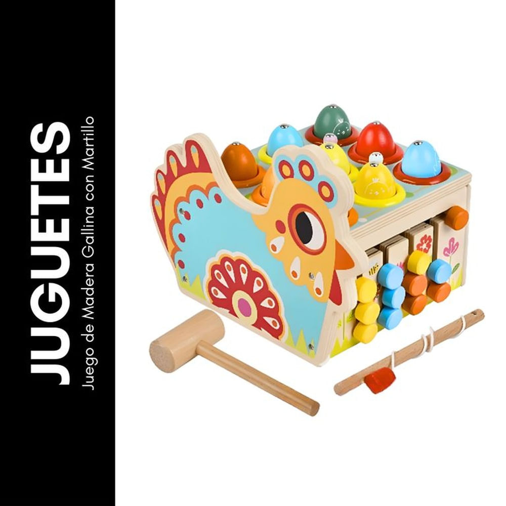 Juego de Madera Gallina con Martillo Beige