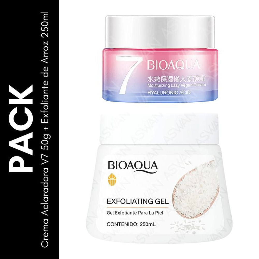 Pack Crema Aclaradora V7 50g + Exfoliante de Arroz 250ml - BIOAQUA