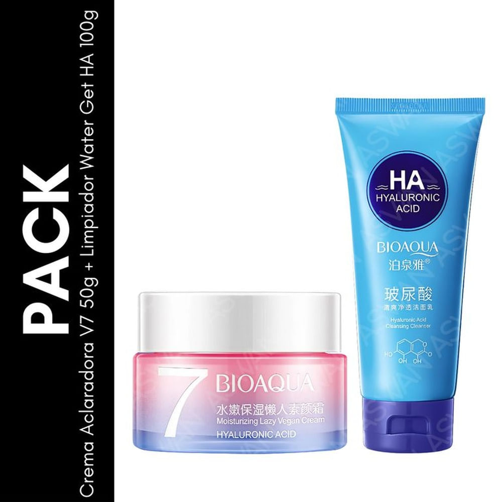 Pack Crema Aclaradora V7 50g + Limpiador Water Get HA 100g - BIOAQUA