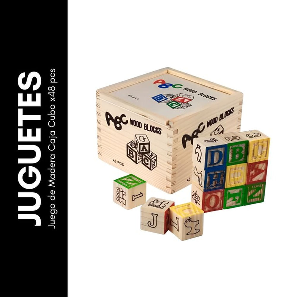 Juego de Madera Caja Cubo x48 pcs Beige