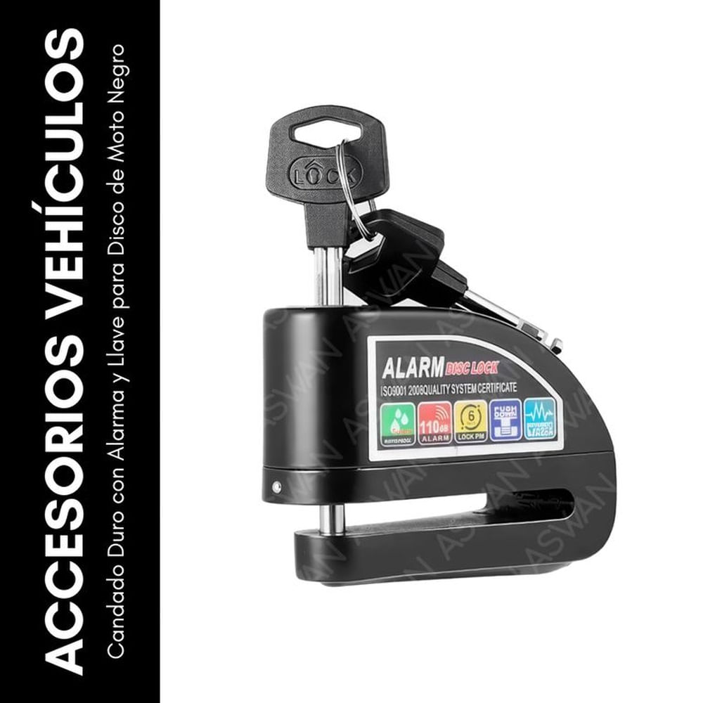 Candado De Disco Para Moto Negro