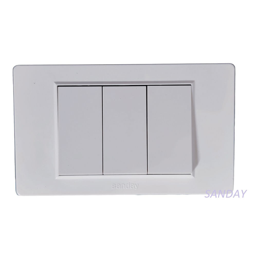 INTERRUPTOR CONMUTADOR DE 4 VIAS TRIPLE PLACA BLANCA Y DADO BLANCO SANDAY