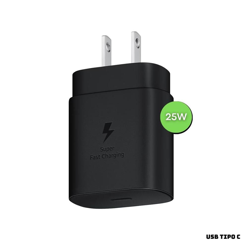 CARGADOR SAMSUNG TIPO USB-C 25W CARGA RAPIDA - NEGRO