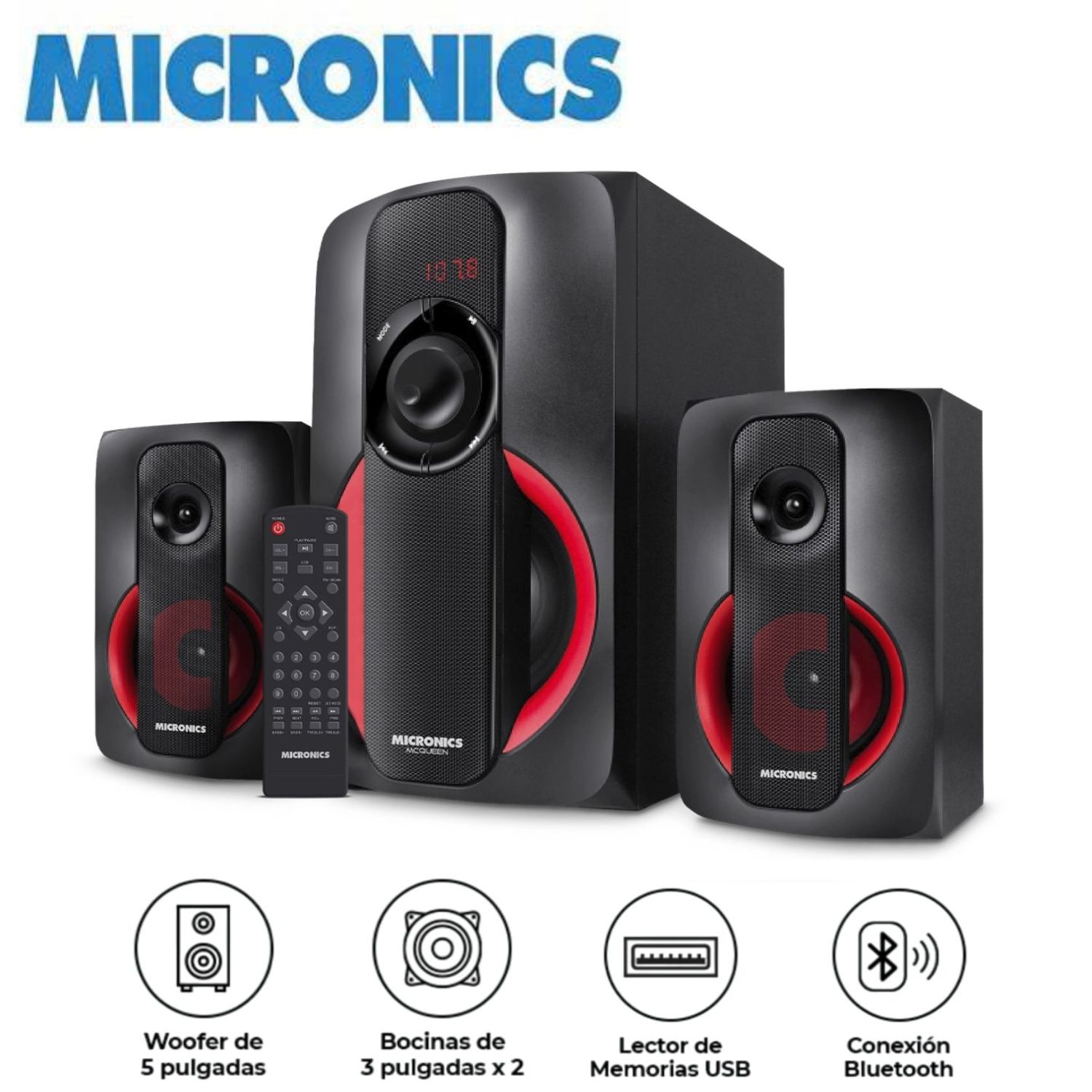 Parlante Micronics MIC-S7528BT Mcqueen 2.1 con Subwoofer de 5 pulgadas
