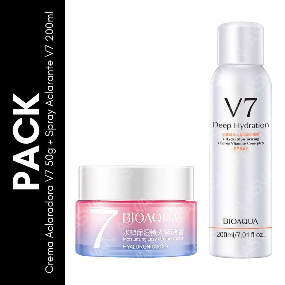 Pack Crema Aclaradora V7 50g + Spray Aclarante V7 200ml - BIOAQUA Pack Crema Aclaradora V7 50g + Spray Aclarante V7 200ml - BIOAQUA