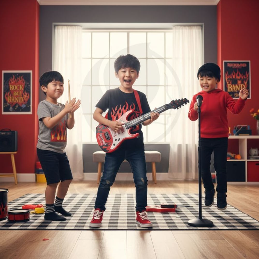 Guitarra Juguete 2 En 1 Con Luces – Instrumento Musical Con Piano, Batería Y Efectos, Para Niños De 3 A 5 Años (rojo)