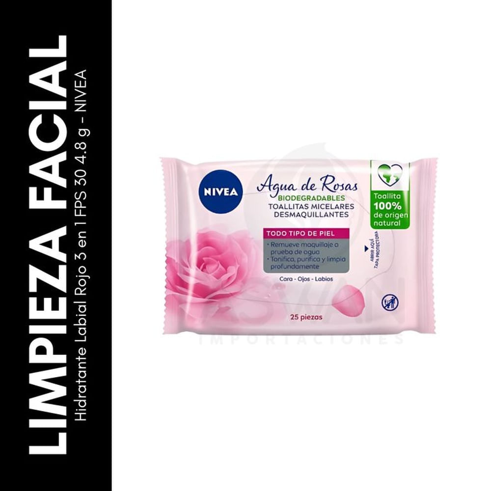Toallitas Desmaquillantes Agua de Rosas 25 Pzas NIVEA Toallitas Desmaquillantes Agua de Rosas 25 Pzas NIVEA