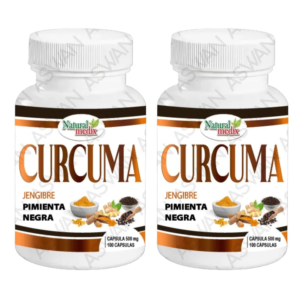 Pack de 2 Curcuma Jengibre Pimienta Negra 100 capsulas - NATURAL MEDIX
