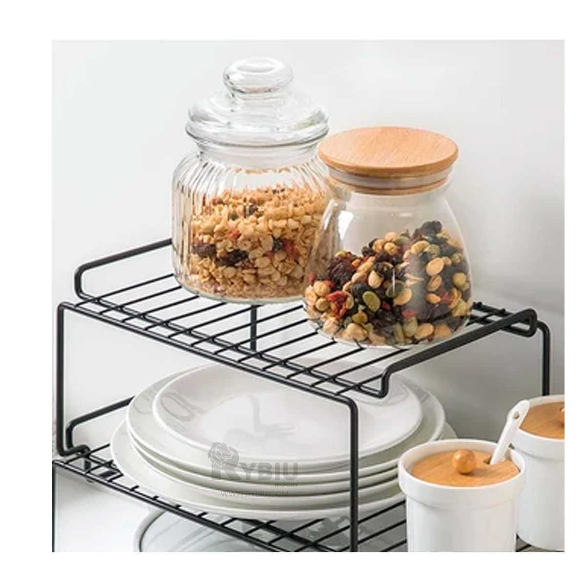 Estante para Platos de Tono Negro Y+Stickers