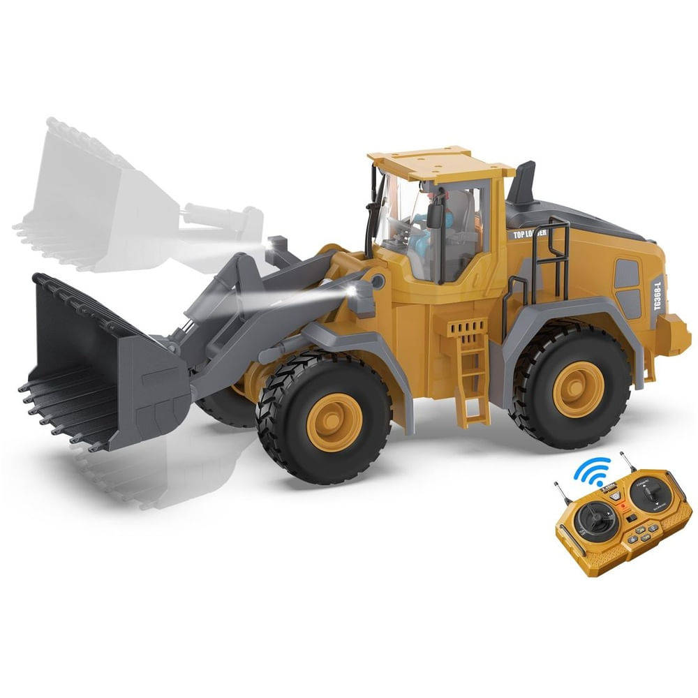 Tractor control remoto 2.4 Ghz con luces y sonido realista escala 1:20 recargable de ingeniería STEM amarillo Tractor control remoto 2.4 Ghz con luces y sonido realista escala 1:20 recargable de ingeniería STEM amarillo