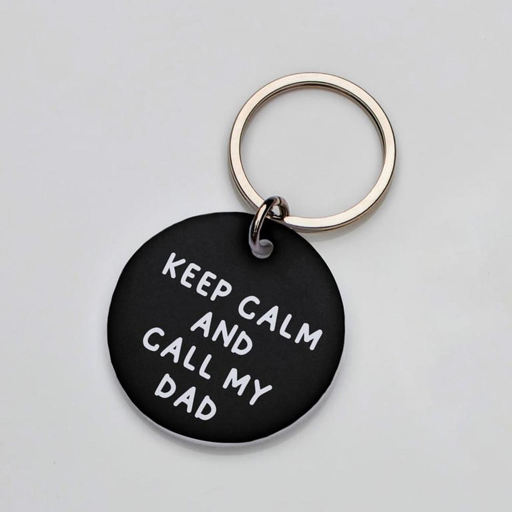 Placa de identificación perros gatos Keep Calm Dad Negro Placa de identificación perros gatos Keep Calm Dad Negro