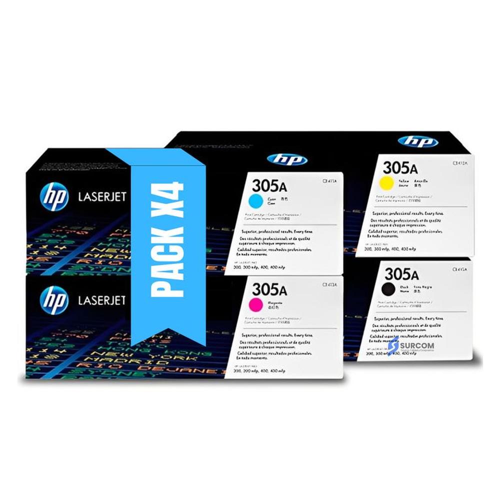 Kit de Tóner HP 305A - Cyan Magenta Yellow Black Pack Completo