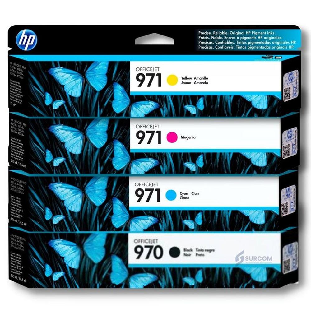 Kit Tinta HP 970 971 Cyan Magenta Amarillo Negro