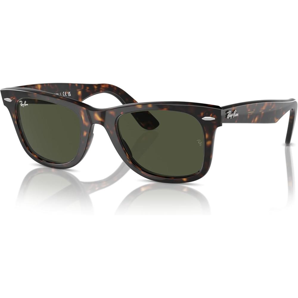 Ray-Ban RB2140F Original Wayfarer Gafas de sol cuadradas puente bajo | Tortoise / Green