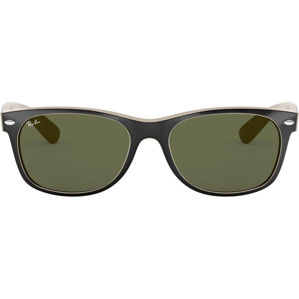 Ray-Ban RB2132 New Wayfarer Gafas de sol para hombre | Black on Beige / Green II