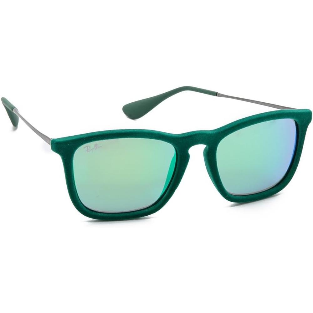 Ray-Ban RB4187 Chris Gafas de sol para hombre | Flock Green / Green Mirror Green