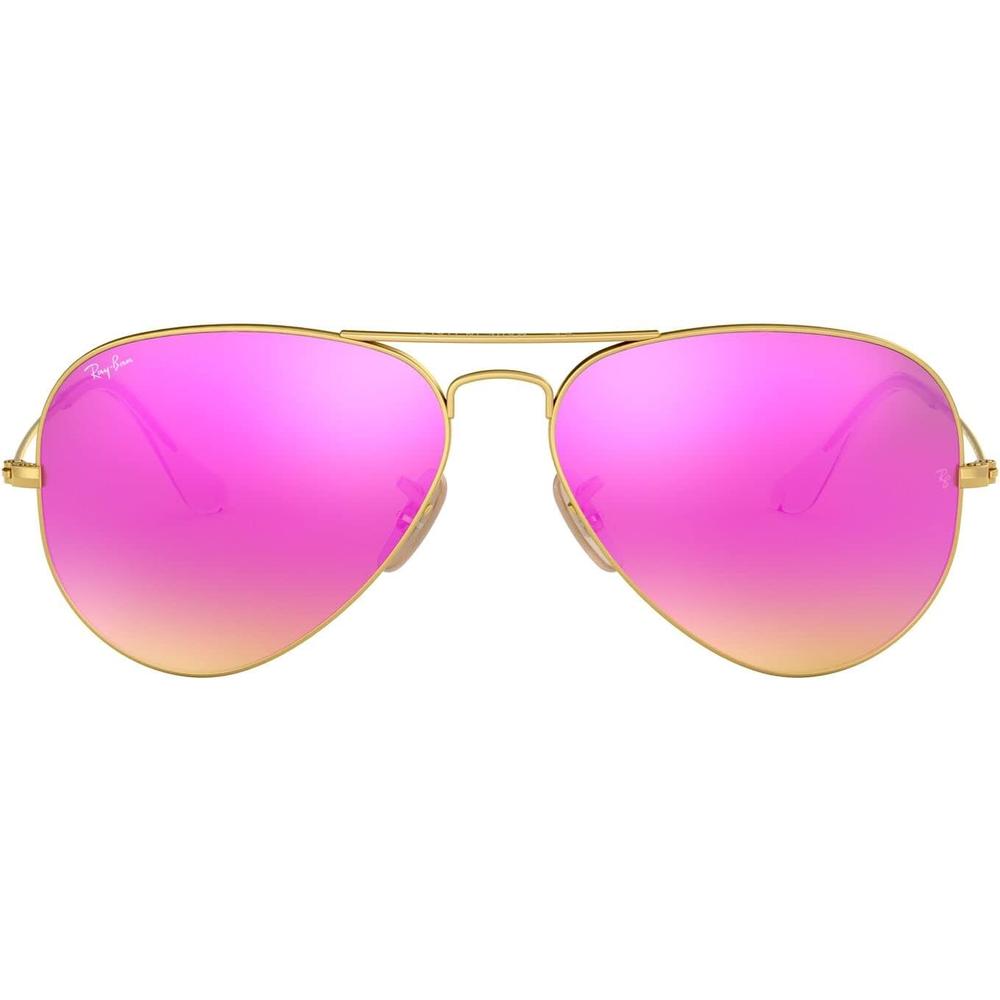 Ray-Ban RB3025 Classic Aviator Espejo Gafas de sol | Gold / Green Mirror Fuchsia