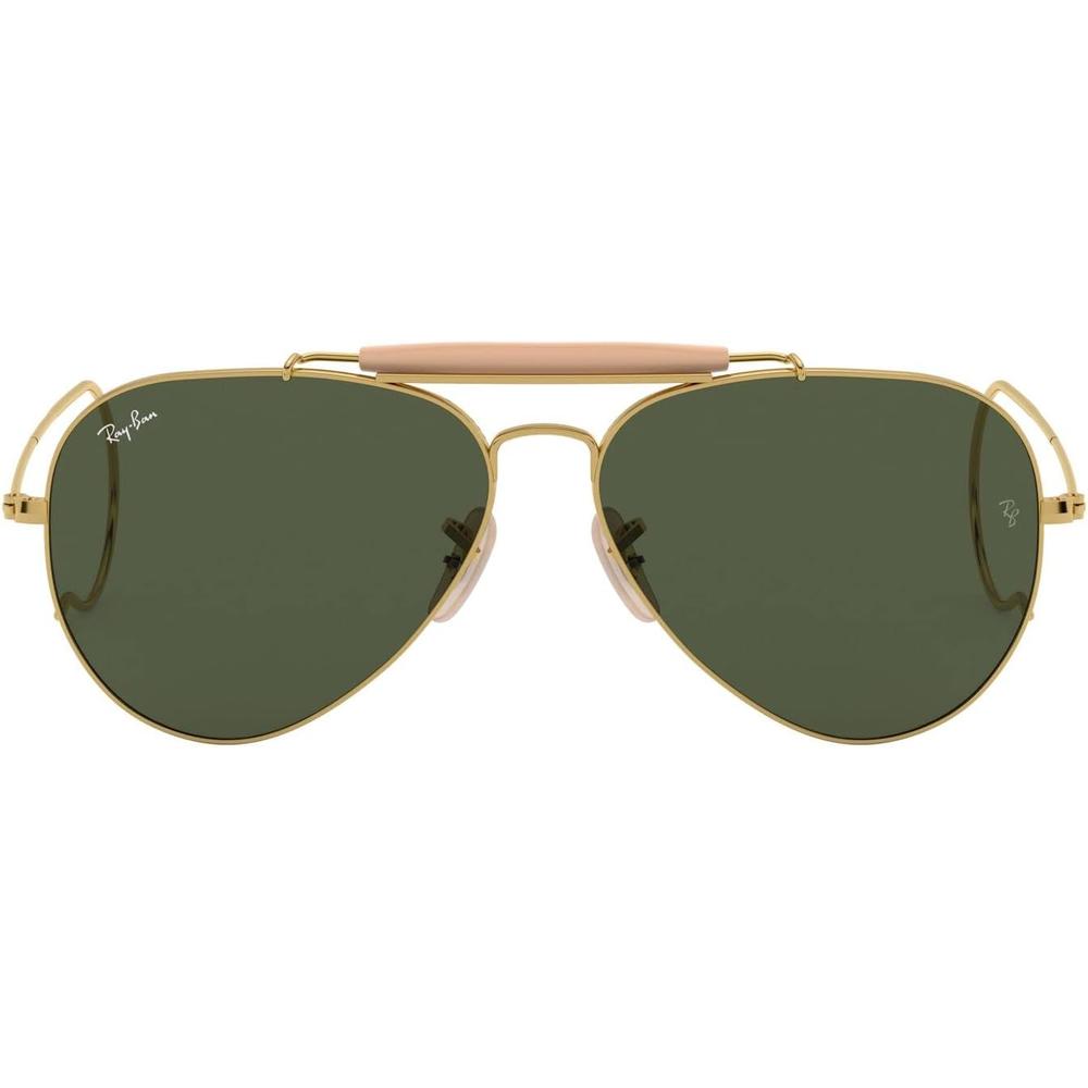 Ray-Ban RB3030 Outdoorsman I Aviator Gafas de sol para hombre | Shiny Gold / Green
