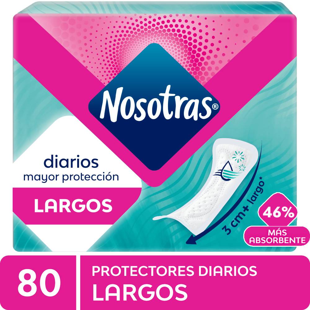 Protectores Diarios NOSOTRAS Largos Sin Alas Paquete 80un Protectores Diarios NOSOTRAS Largos Sin Alas Paquete 80un