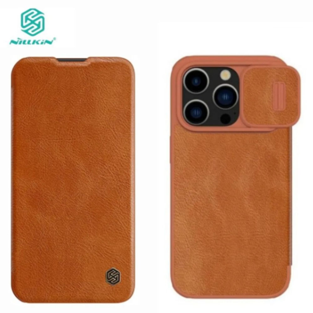 Case Qin PRO Leather para Iphone 15-  Camel