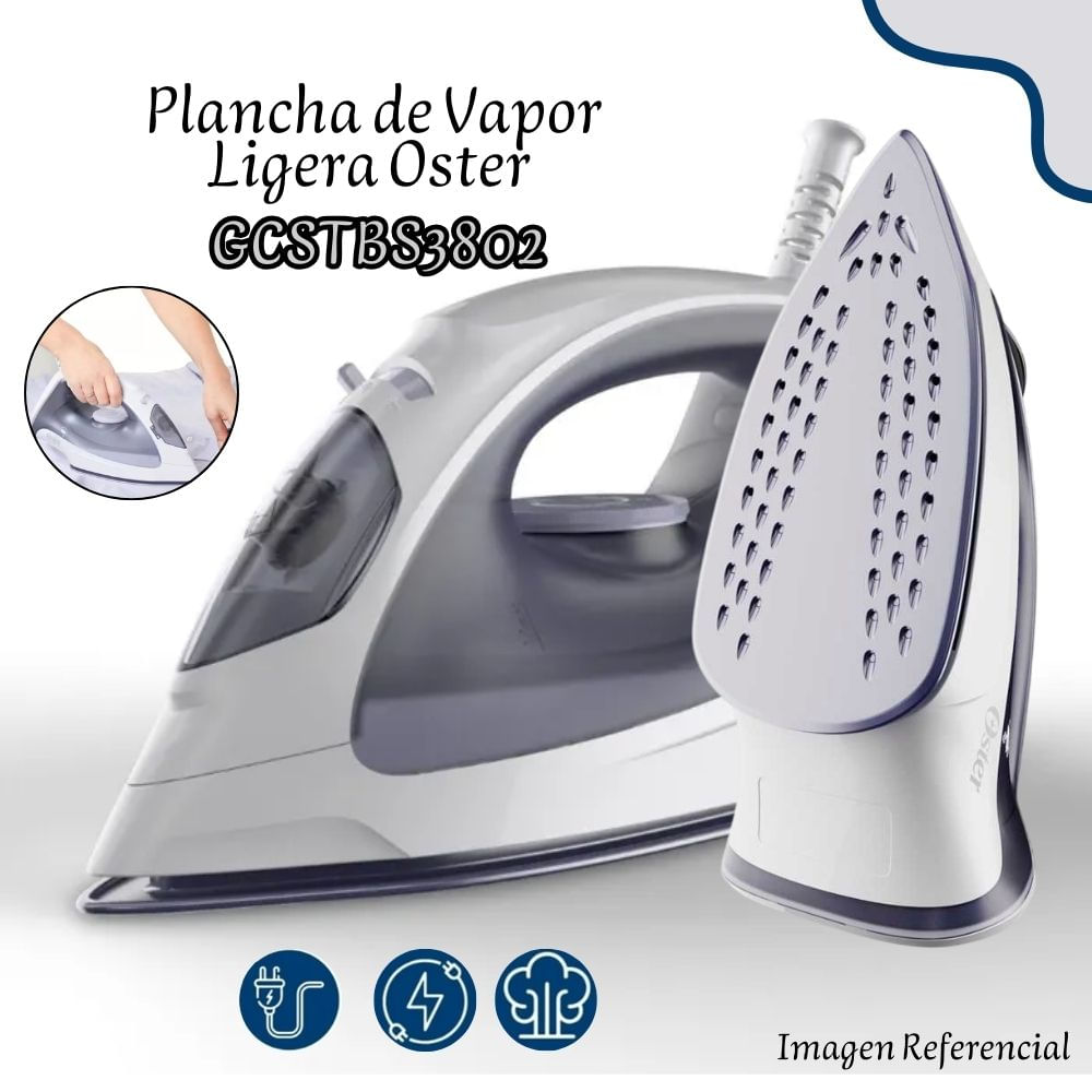 Plancha Oster Ligera a Vapor con Base Antiadherente GCSTBS3802