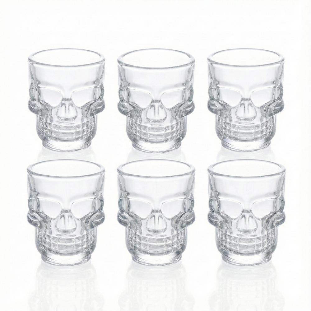 Vasos Shot de Vidrio con Diseño Calavera – Set x6