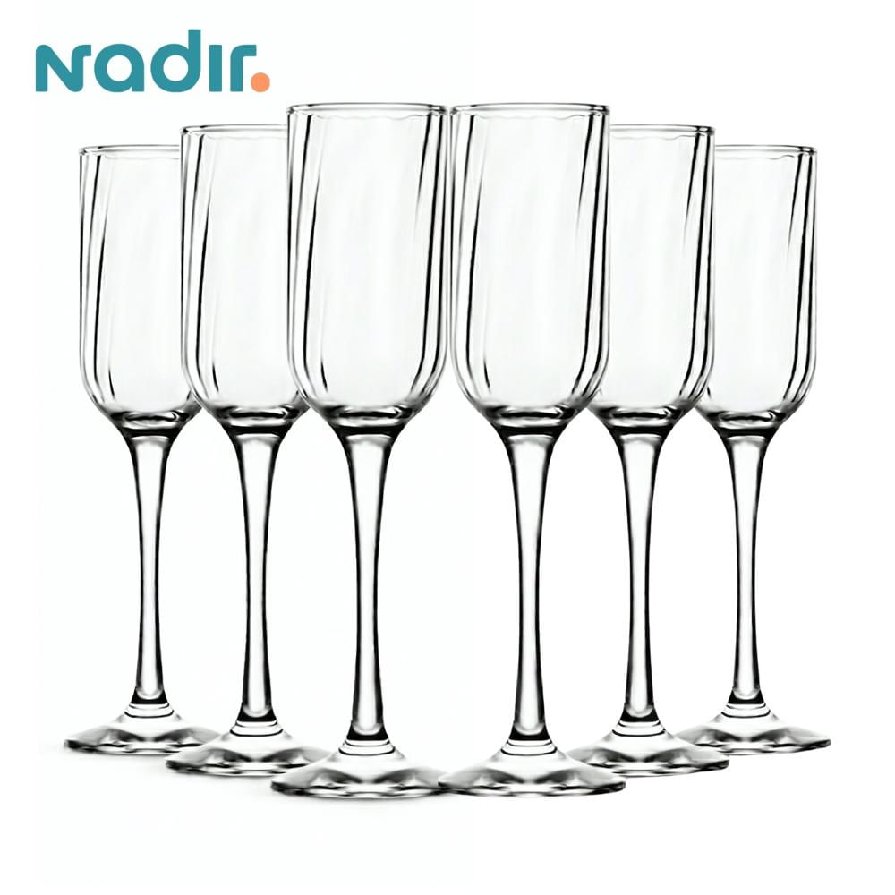 Set De Copas Champagne Vidrio Nadir Fiore X6 Pzs