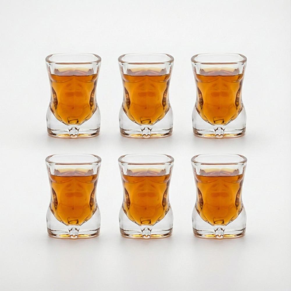 Set de Vasos Shot de Vidrio Diseño Cuerpo Masculino x6 Und