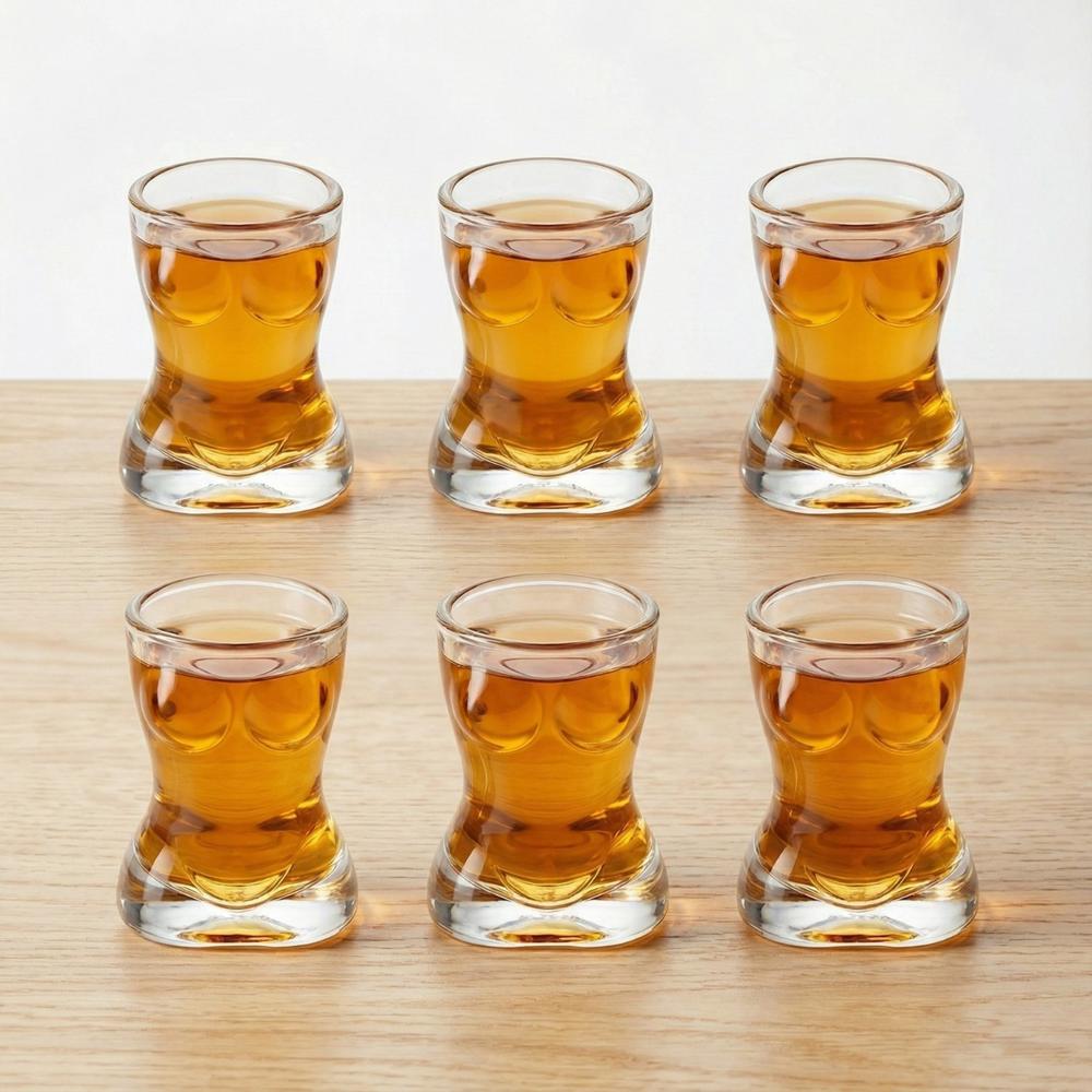 Set Vasos Shot Silueta Femenina Vidrio 45ml – 6 Und