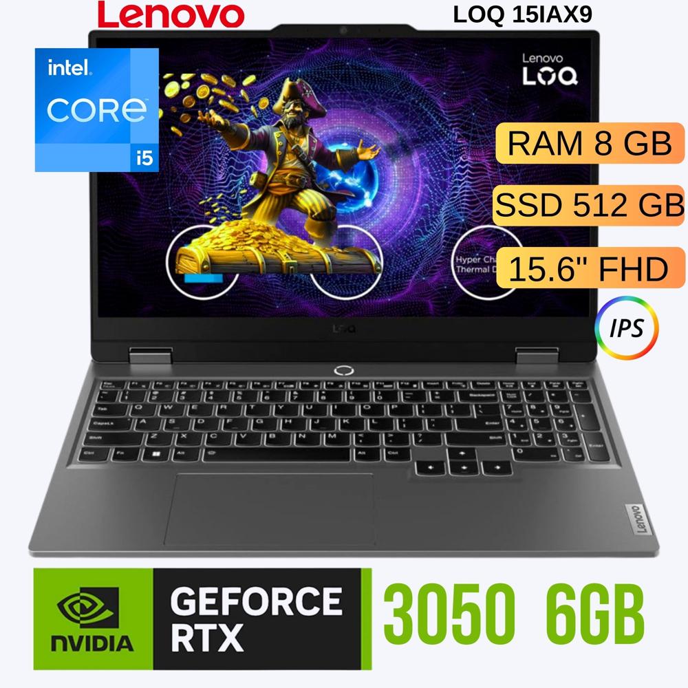 Laptop Lenovo LOQ 15IAX9 15.6 Intel Core i512450HX H RAM 8GB SSD 512GB RTX 3050 6GB -83GS006WLM
