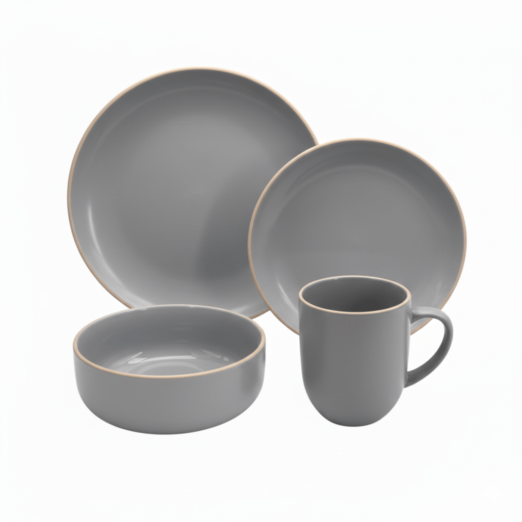 Juego Vajilla Matte 16 Piezas Gris New