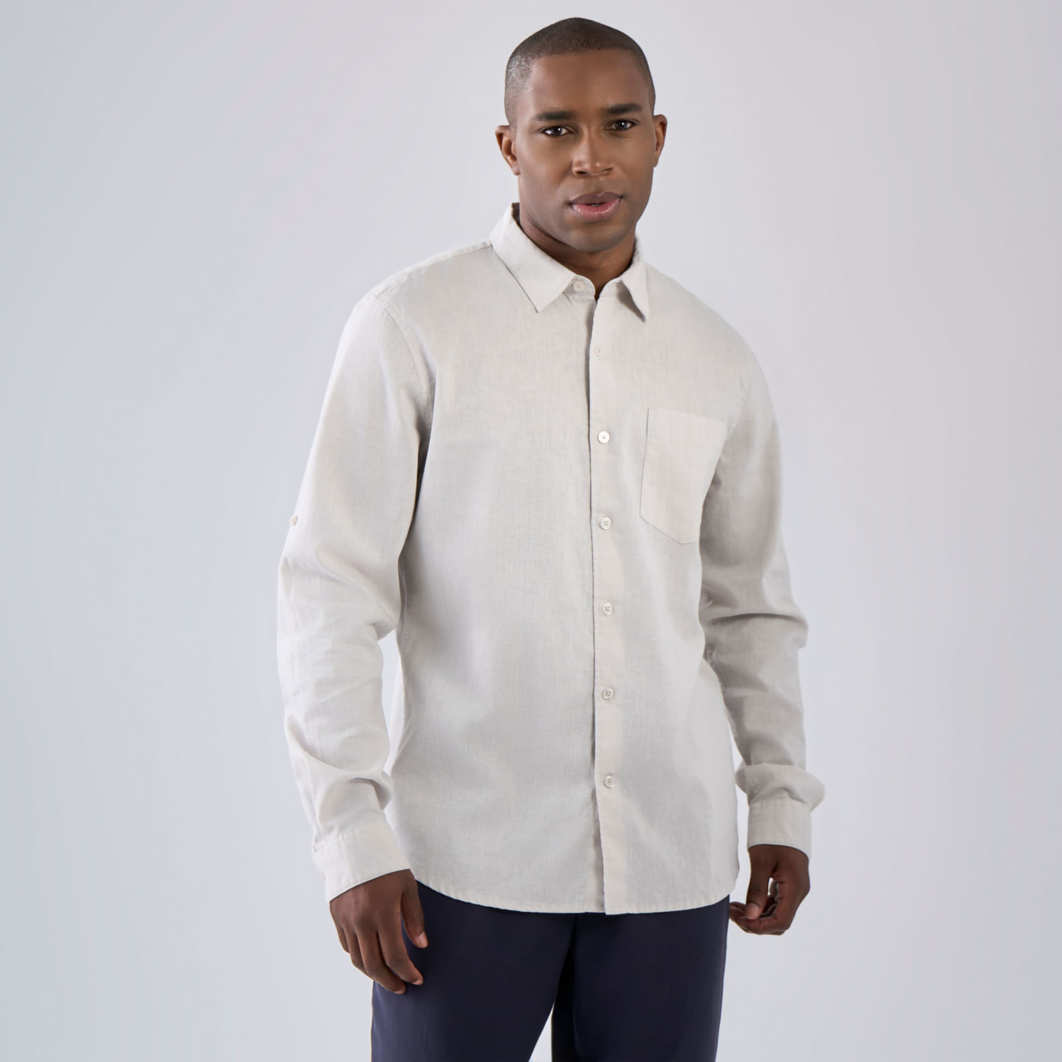 Camisa Manga Larga Hombre Malabar Lino Solid