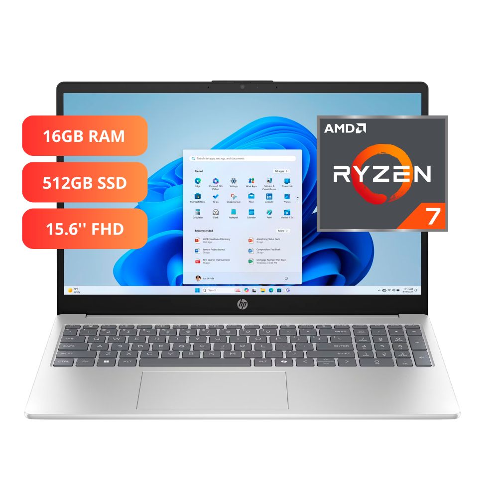 Laptop HP R7 15.6"" Táctil 16GB 512GB W11