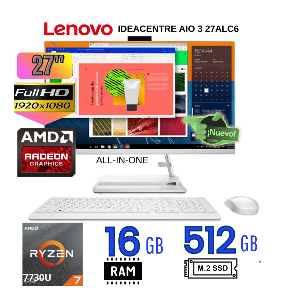 All in one Lenovo IDEACENTRE AIO 327ALC6 -AMD RYZEN 7 7730U RAM 16GB SSD 512GB 27 FHD -F0FY00Q7LD