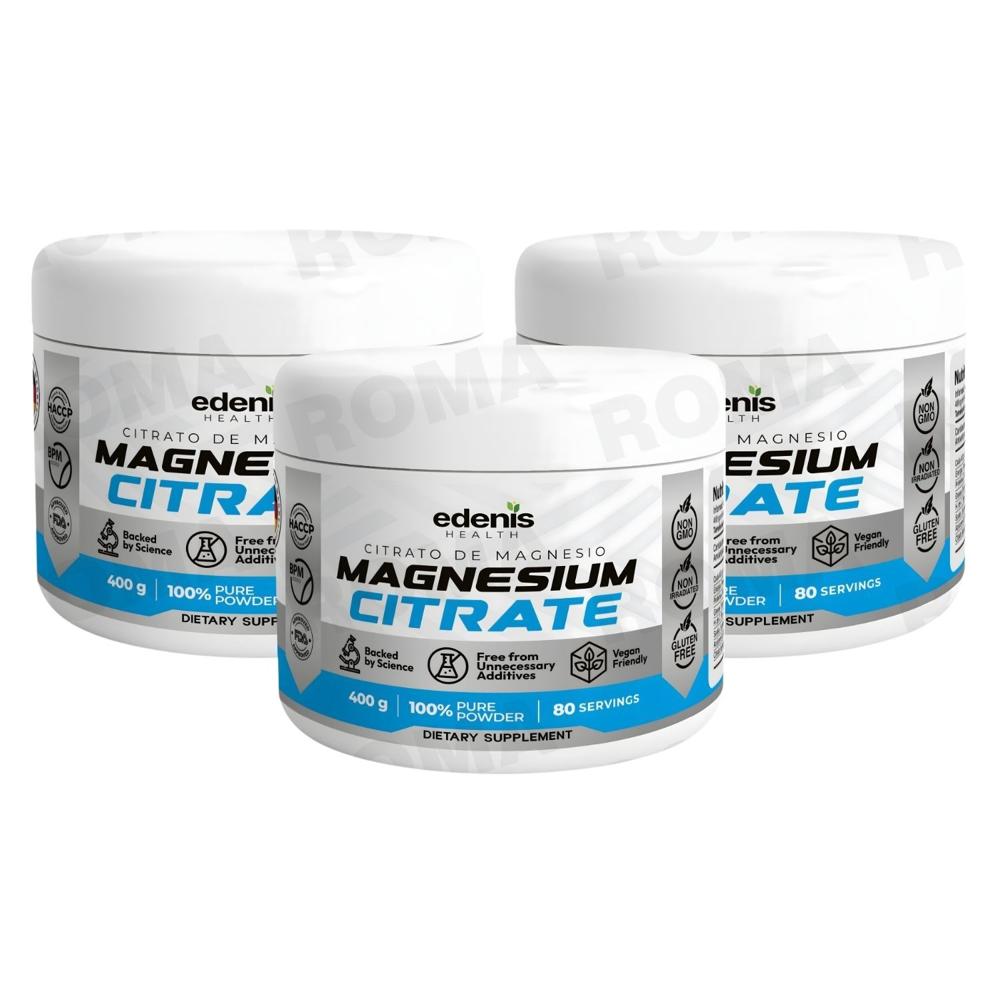 PACK 3 CITRATO DE MAGNESIO 400G EN POLVO EDENIS HEALTH