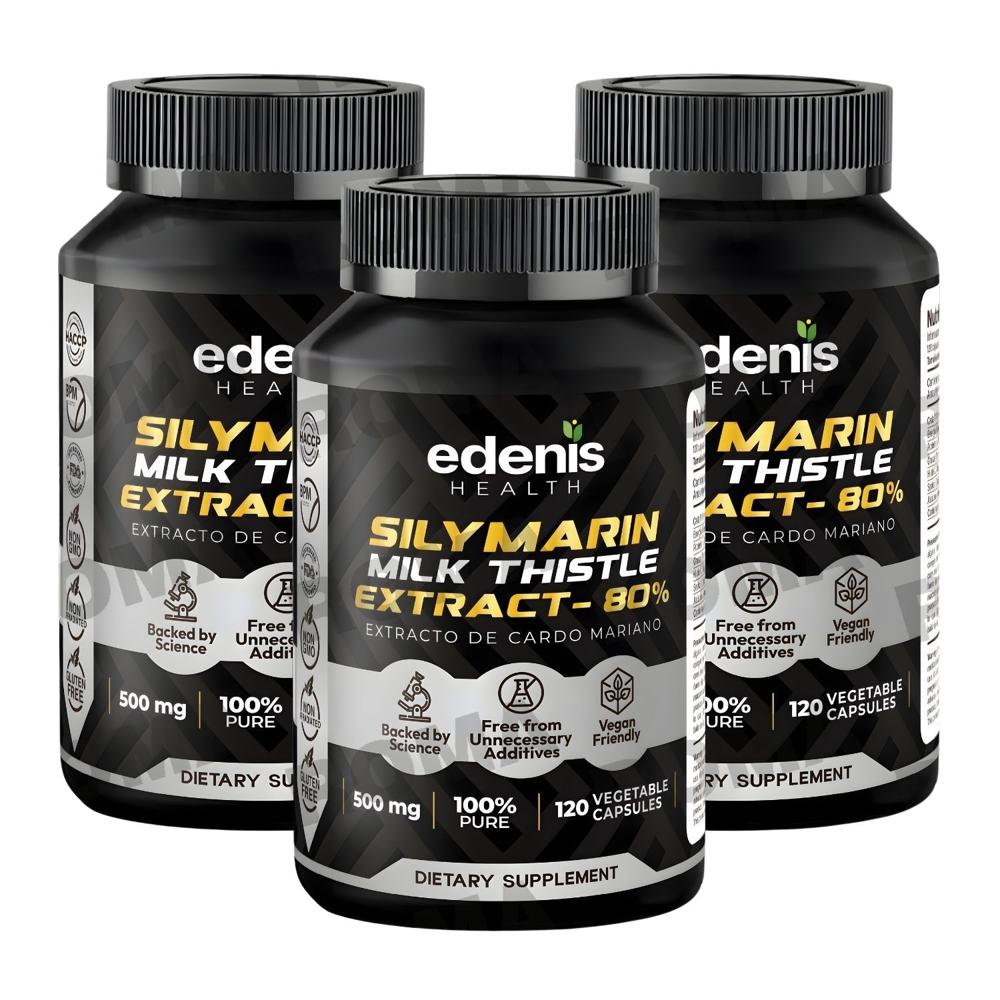 PACK 3 EXTRACTO DE CARDO MARIANO 80% 120 CÁPSULAS EDENIS HEALTH