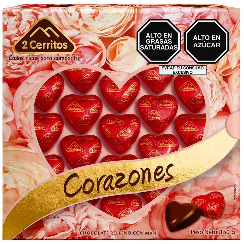 Chocolate con Maní 2 CERRITOS Corazones Caja 150g