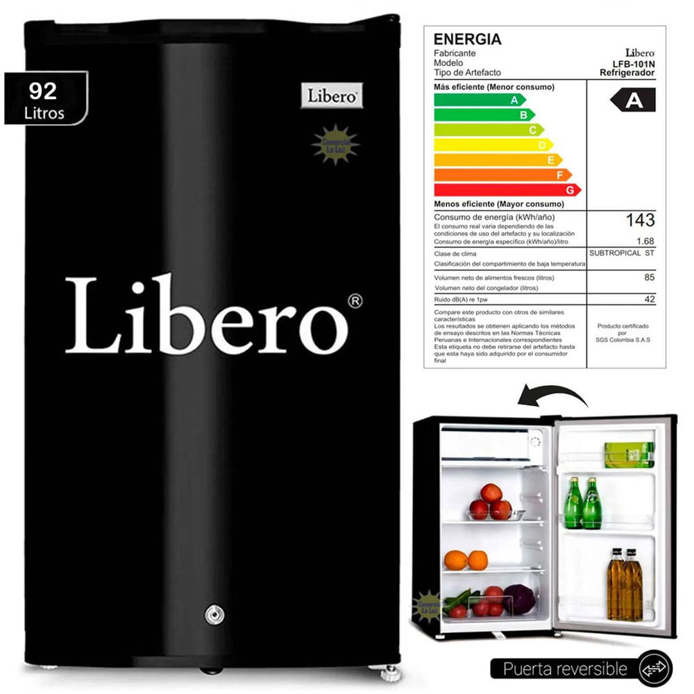 Frigobar Libero LFB-101N 92 Litros Negro