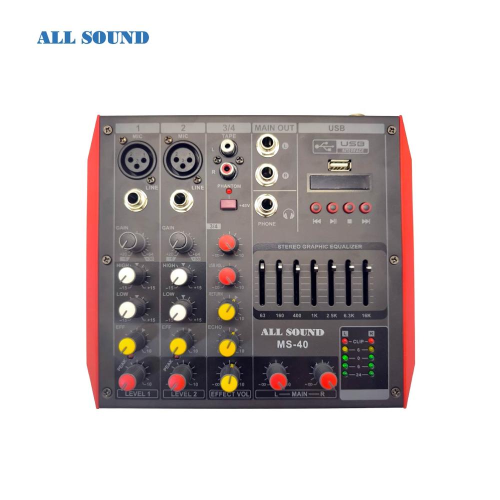 MEZCLADOR DE AUDIO DE 4 CANALES - ALL SOUND MS-40