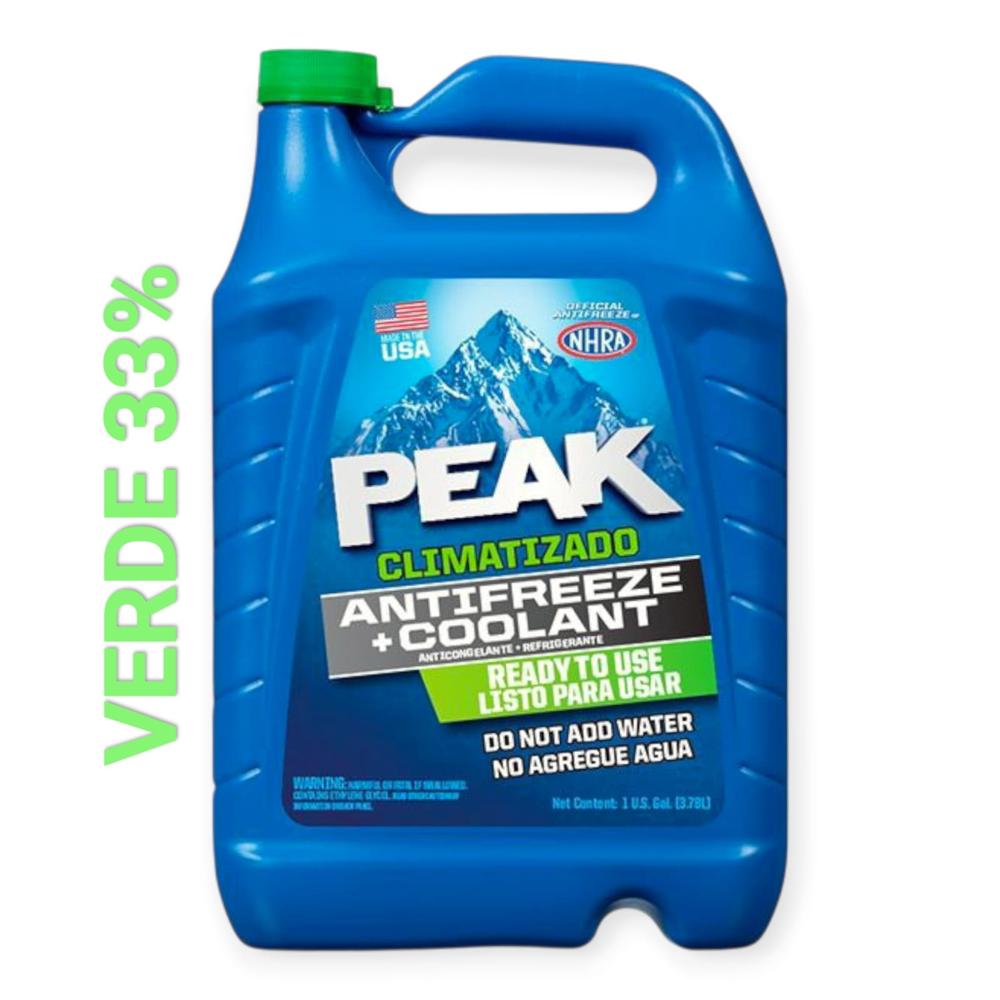 Refrigerante Anticongelante Peak porcentaje 33 Verde Climatizado