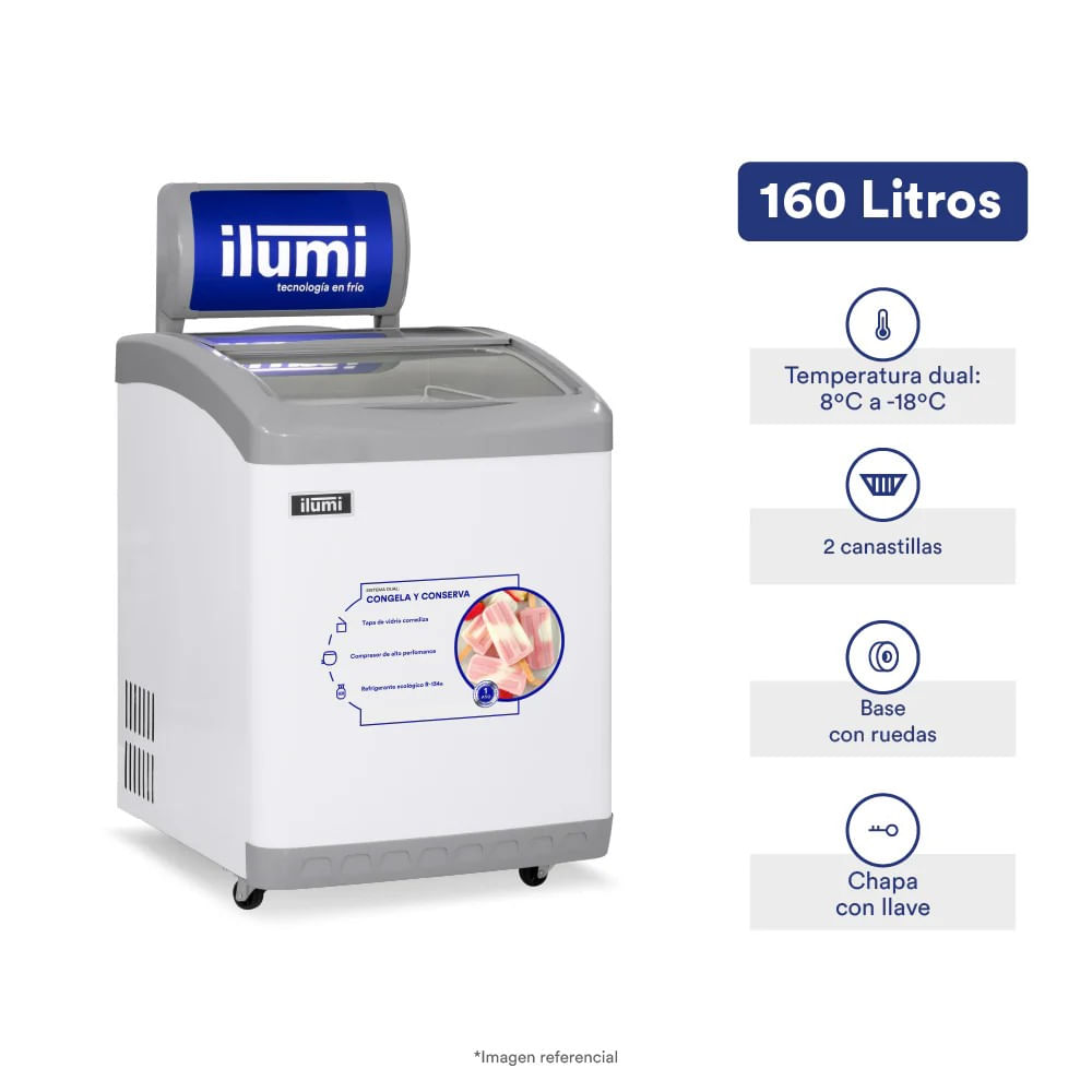 Ilumi TF-1600 Congelador Vidrio 160 Litros