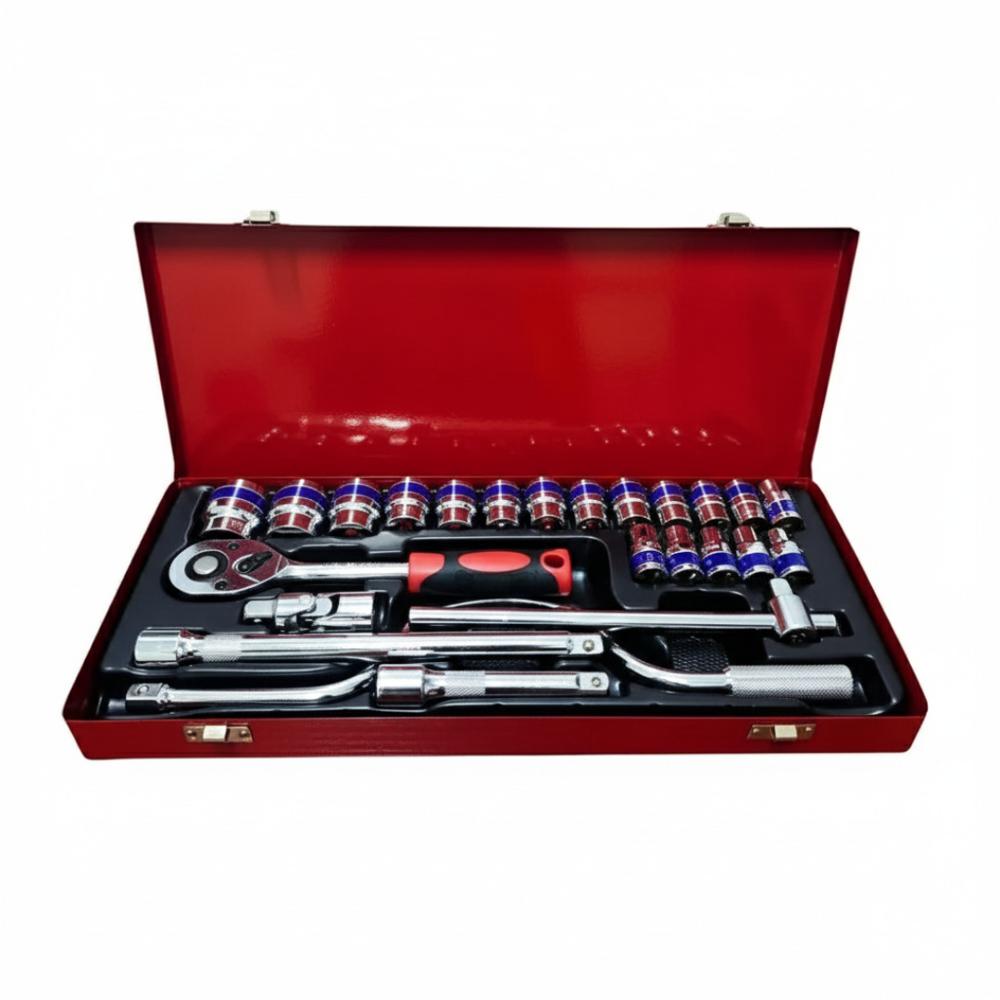 Kit de Herramientas de 24 Pcs Juego de Dados Manual Doméstico y Profesional Estuche Portable