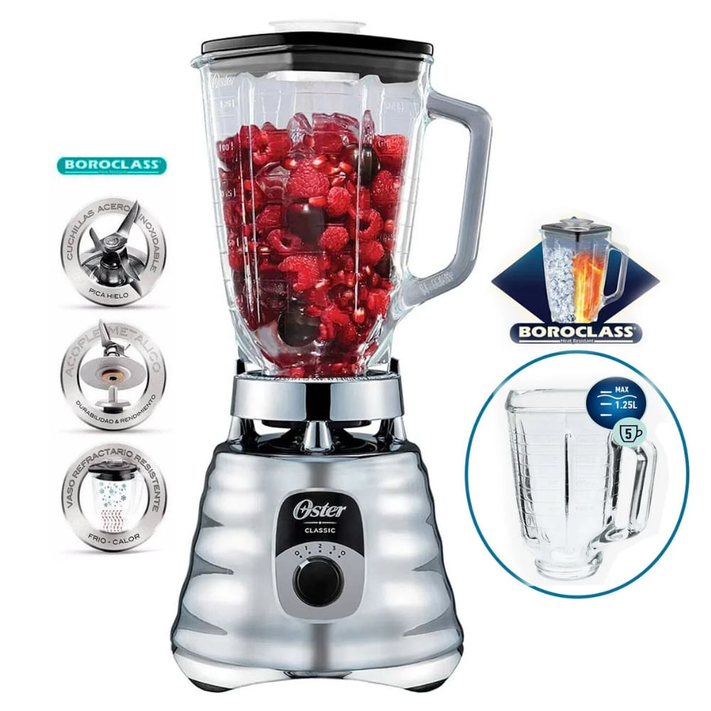 LICUADORA OSTER 1.25L 3 VELOCIDADES 700W TRITURA HIELO COLOR GRIS MOD BLST4655