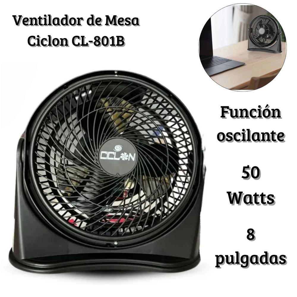 Ventilador Ciclon 8 pulgadas 03 Velocidades Negro