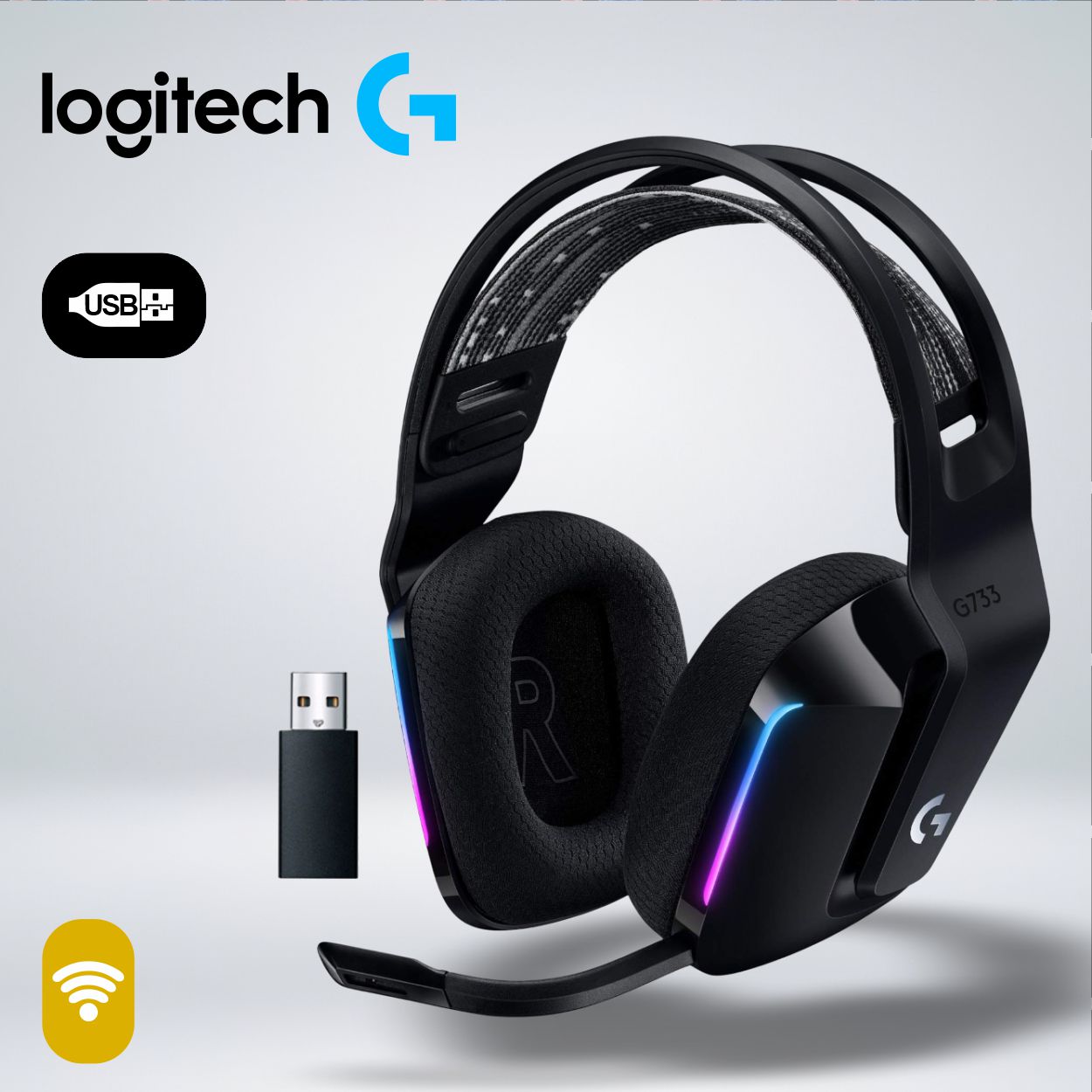 AUDIFONO GAMER G733 RGB LGHTSPEED WIRELESS SONIDO 7.1