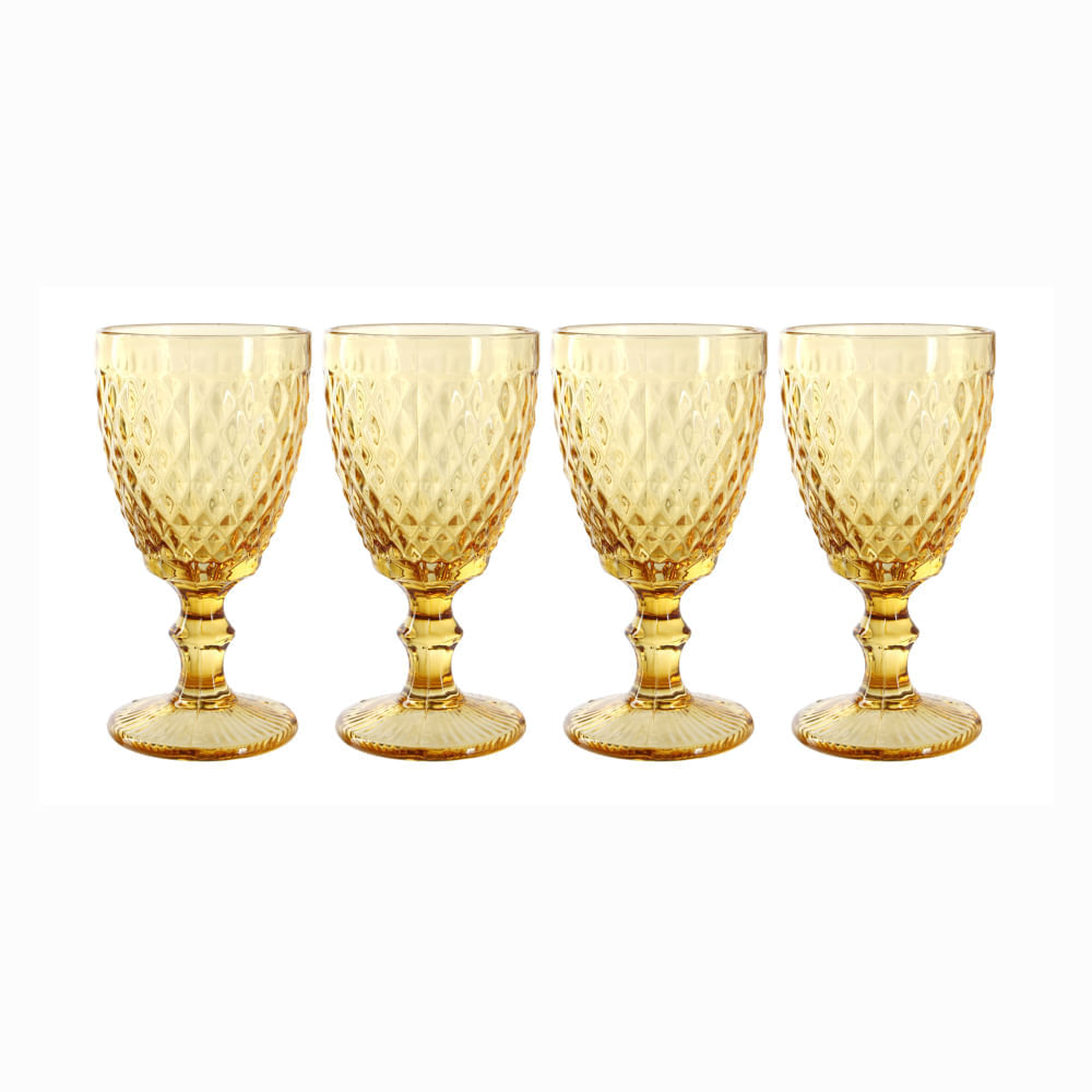 Set X4 Copa Vidrio Ambar
