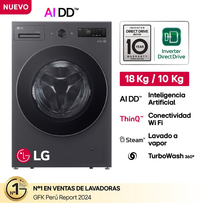 LG 18Kg 10Kg Negro